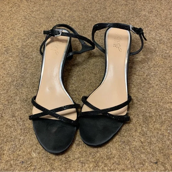 Jewel Badgley Mischka Omari Il Buckle-Detail Satin Block Heels Size 9 - Picture 6 of 13